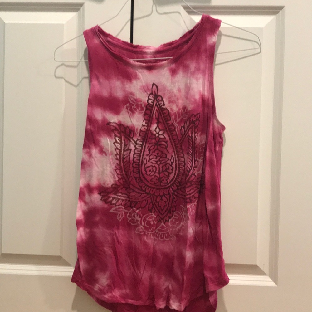 A Lucky Brand pink tie-dye tank top.